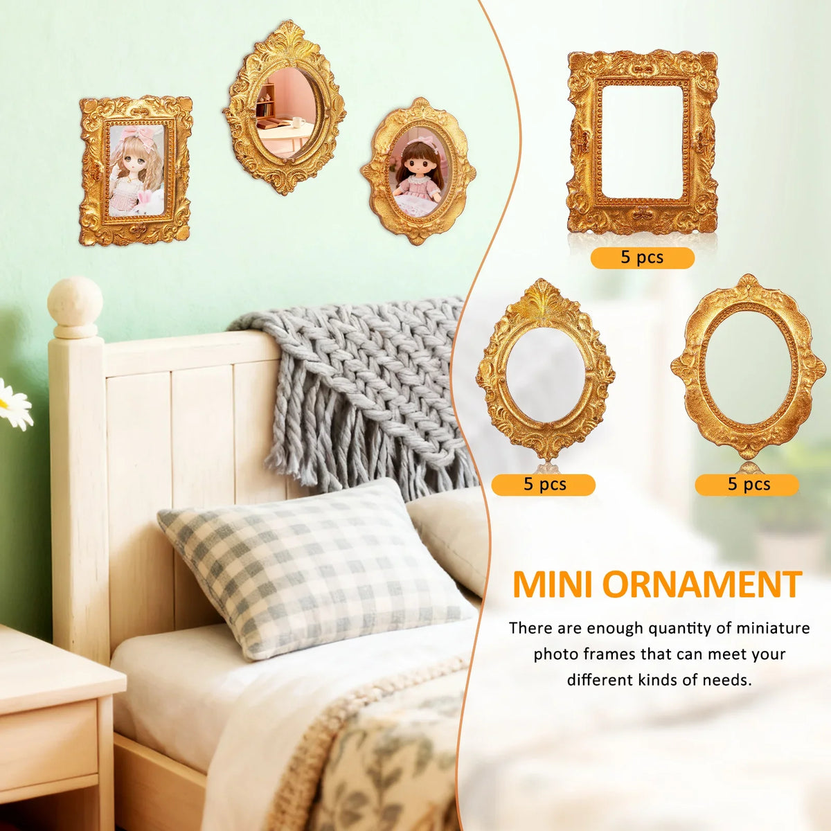 15-Piece Acrylic Mini Photo Frame Set, Round Modern Decorative Frames, 4x3cm Resin-Style Dollhouse and Craft Décor - product view 4