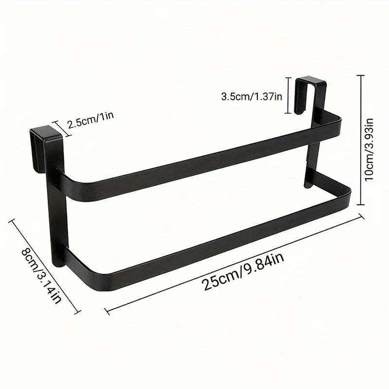 Over Door Drying Rack, Stainless Steel Double-Rod Towel Holder, Assembly Design for Space-Saving Kitchen and Bathroom Storage - product view 1