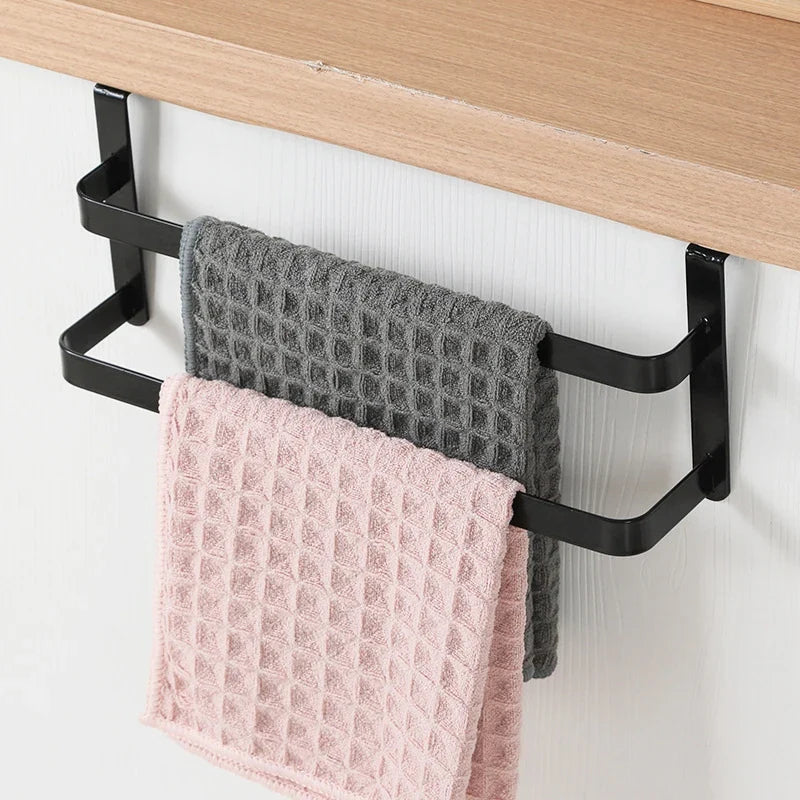 Over Door Drying Rack, Stainless Steel Double-Rod Towel Holder, Assembly Design for Space-Saving Kitchen and Bathroom Storage - product view 3