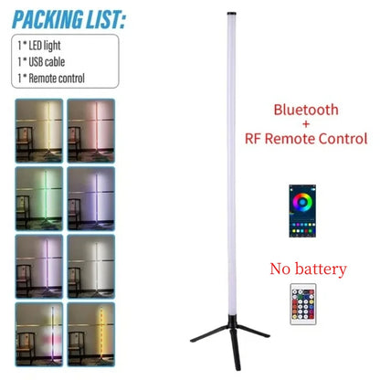 RGB LED Floor Lamp, 16 Million Colors, Music-Sync Mood Light, Stepless Dimming, Remote or App Control for Bedroom - product view 2