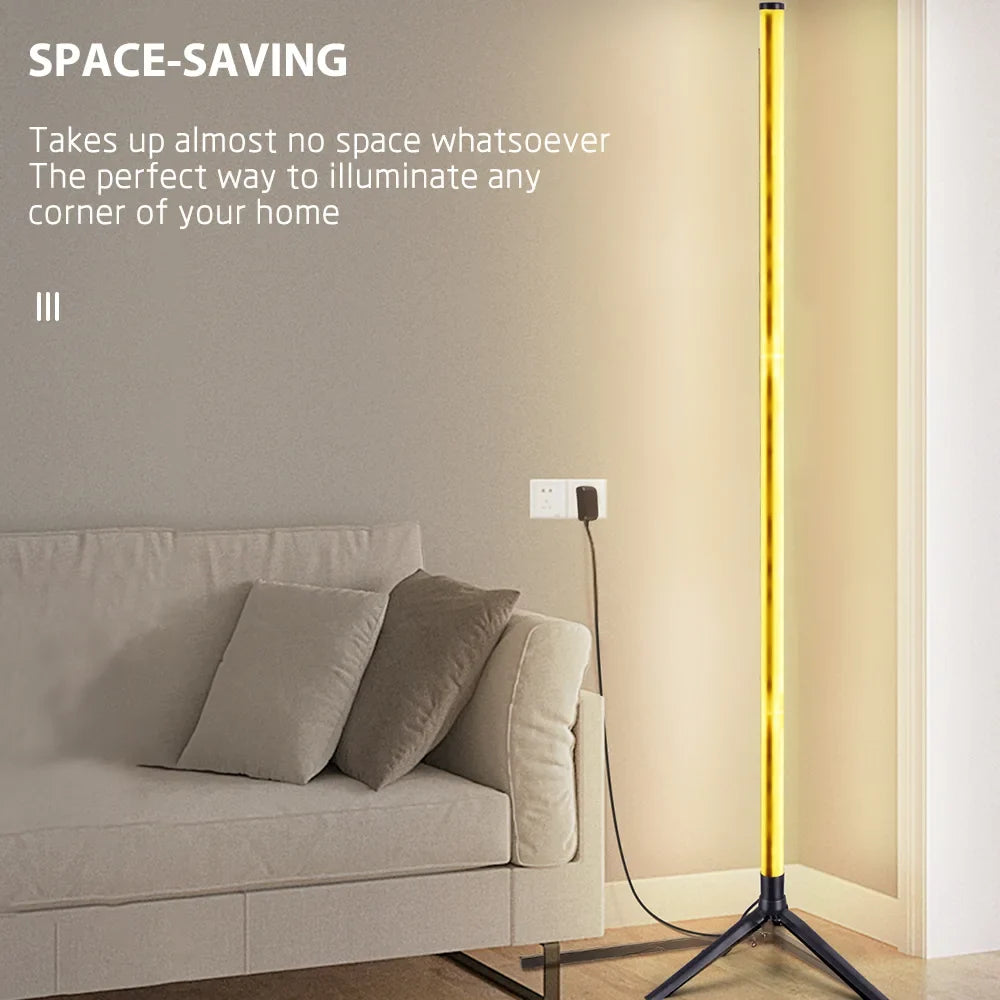 RGB LED Floor Lamp, 16 Million Colors, Music-Sync Mood Light, Stepless Dimming, Remote or App Control for Bedroom - product view 3