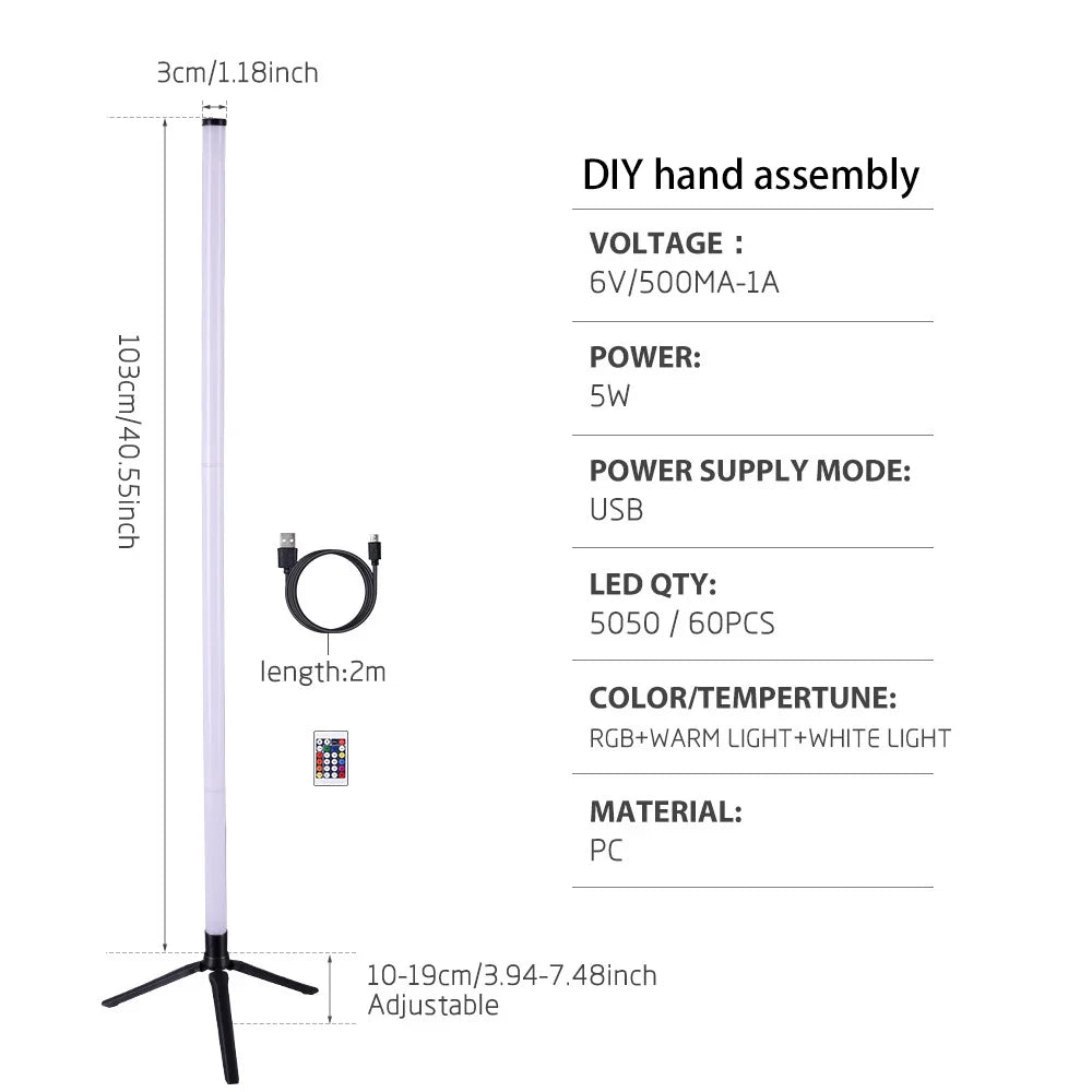 RGB LED Floor Lamp, 16 Million Colors, Music-Sync Mood Light, Stepless Dimming, Remote or App Control for Bedroom - product view 6