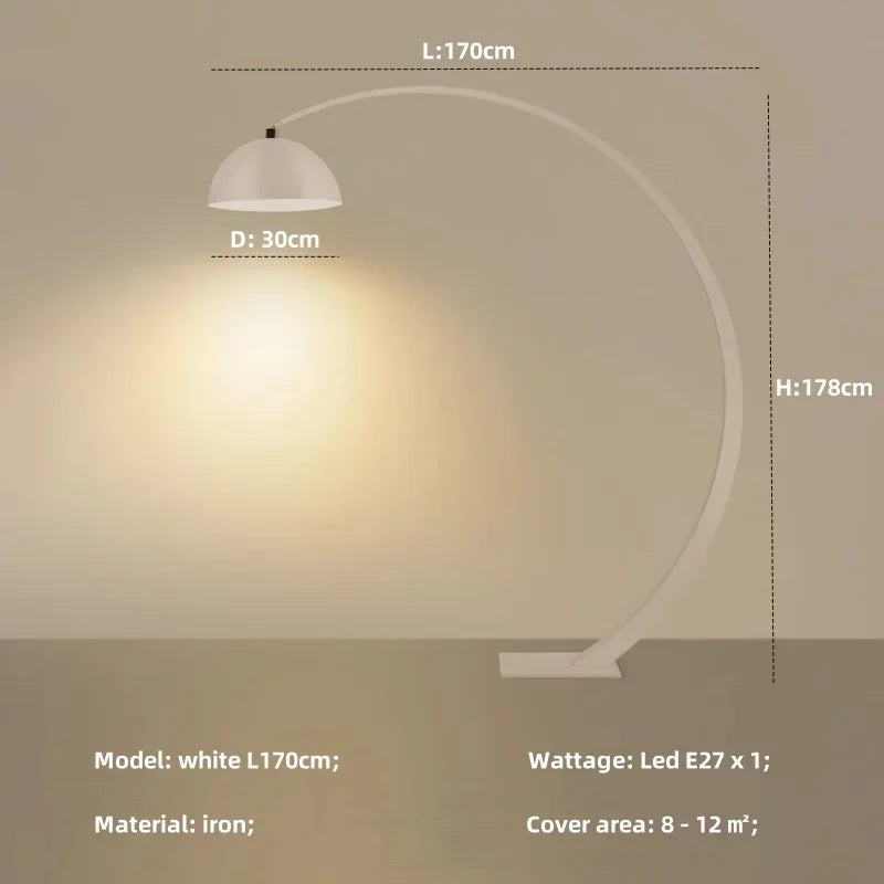 Arched Floor Lamp, Modern Iron LED Standing Light with Button Switch, AC Power, 170/210/220 cm Options for Living Rooms and Foyers - product view 1