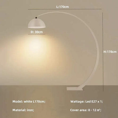 Arched Floor Lamp, Modern Iron LED Standing Light with Button Switch, AC Power, 170/210/220 cm Options for Living Rooms and Foyers - product view 1