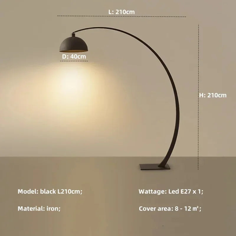 Arched Floor Lamp, Modern Iron LED Standing Light with Button Switch, AC Power, 170/210/220 cm Options for Living Rooms and Foyers - product view 2