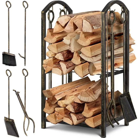 Metal Firewood Rack, Powder-Coated Log Holder Stand for Indoor or Outdoor Wood Storage, Customer-Selected Size - product view 1