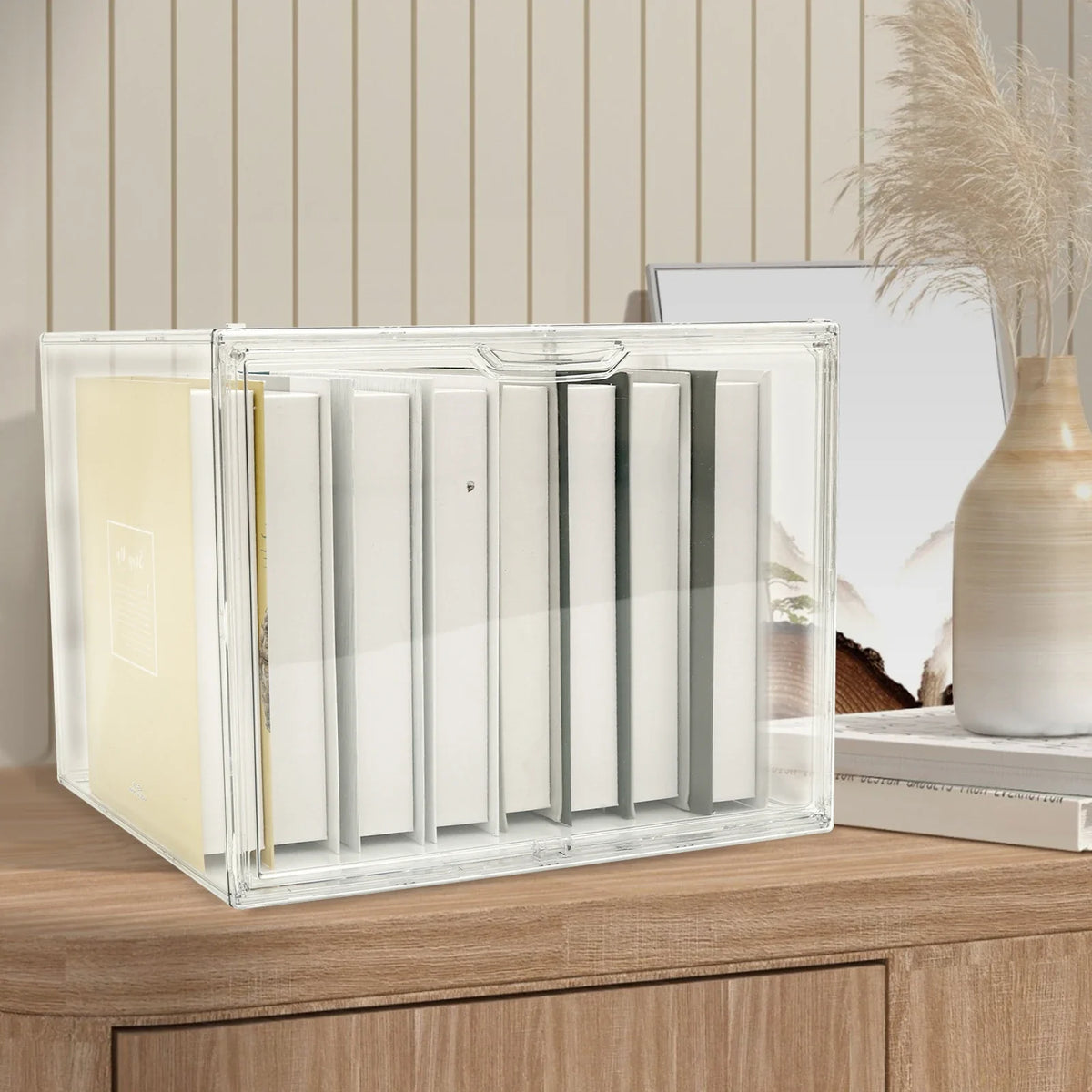 Transparent Ornament Storage Box, Stackable Plastic Display Case, Dustproof Reusable Organizer, 40×25×30cm for Collectibles - product view 3