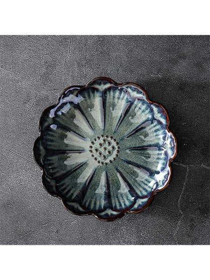 Ceramic Petal-Shaped Jewelry Tray, Stackable Japan-Style Trinket Dish for Rings, Accessories and Tabletop Décor - product view 1