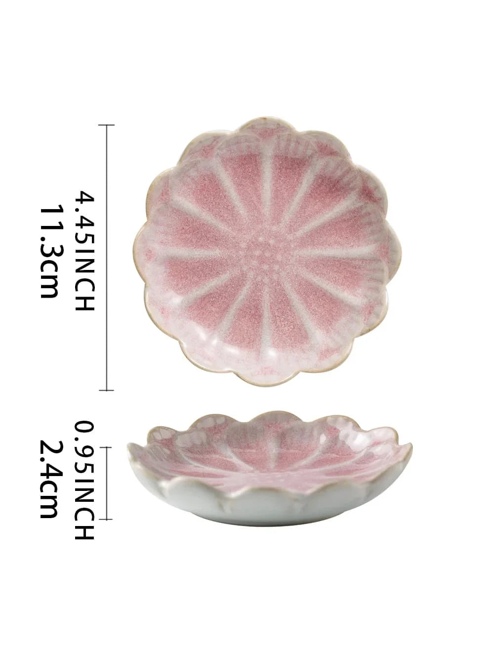 Ceramic Petal-Shaped Jewelry Tray, Stackable Japan-Style Trinket Dish for Rings, Accessories and Tabletop Décor - product view 2