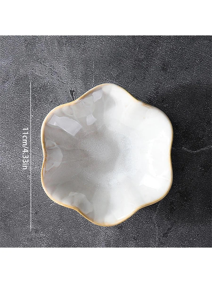 Ceramic Petal-Shaped Jewelry Tray, Stackable Japan-Style Trinket Dish for Rings, Accessories and Tabletop Décor - product view 5