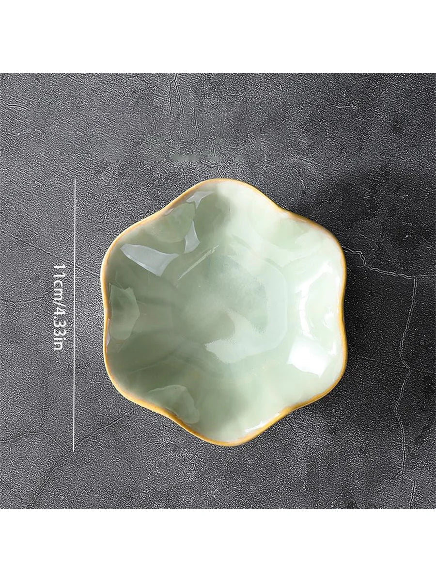 Ceramic Petal-Shaped Jewelry Tray, Stackable Japan-Style Trinket Dish for Rings, Accessories and Tabletop Décor - product view 6