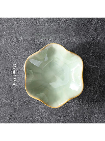 Ceramic Petal-Shaped Jewelry Tray, Stackable Japan-Style Trinket Dish for Rings, Accessories and Tabletop Décor - product view 6