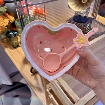 Strawberry Ceramic Ramen Bowl, 400 mL Floral On-Glazed Bowl for Noodles, Snacks and Everyday Tableware - product view 6