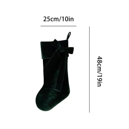Cotton Christmas Stocking with 3D Bow, Hanging Loop, 25 x 32 cm, Red or Green Holiday Mantel Decor - product view 2