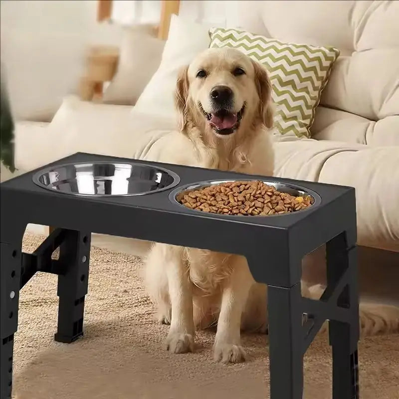 Elevated Dog Bowl Stand, Adjustable Raised Feeder with Double Stainless Steel Bowls, Sizes for Small, Medium and Large Dogs - product view 3