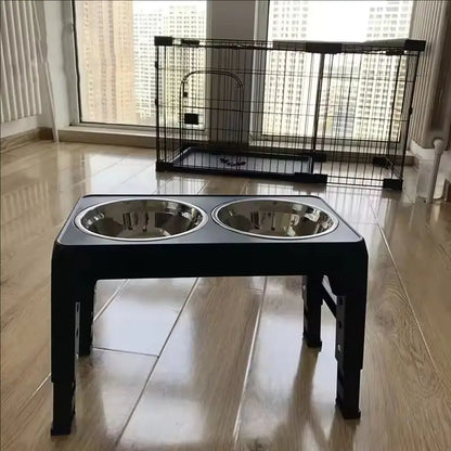 Elevated Dog Bowl Stand, Adjustable Raised Feeder with Double Stainless Steel Bowls, Sizes for Small, Medium and Large Dogs - product view 4