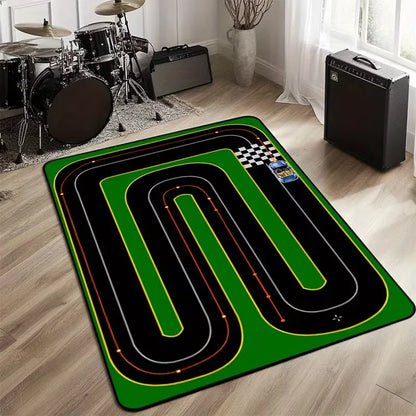 Kids Car City Play Mat Rug, Geometric Rectangle Design, Machine-Made Polyester Carpet with PP Backing for Bedroom Playroom - product view 6
