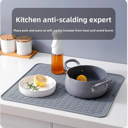 Silicone Dish Drying Mat, Heat-Resistant Non-Slip Rectangle Kitchen Sink Mat in 40x30, 45x40 or 58x45 cm - product view 3