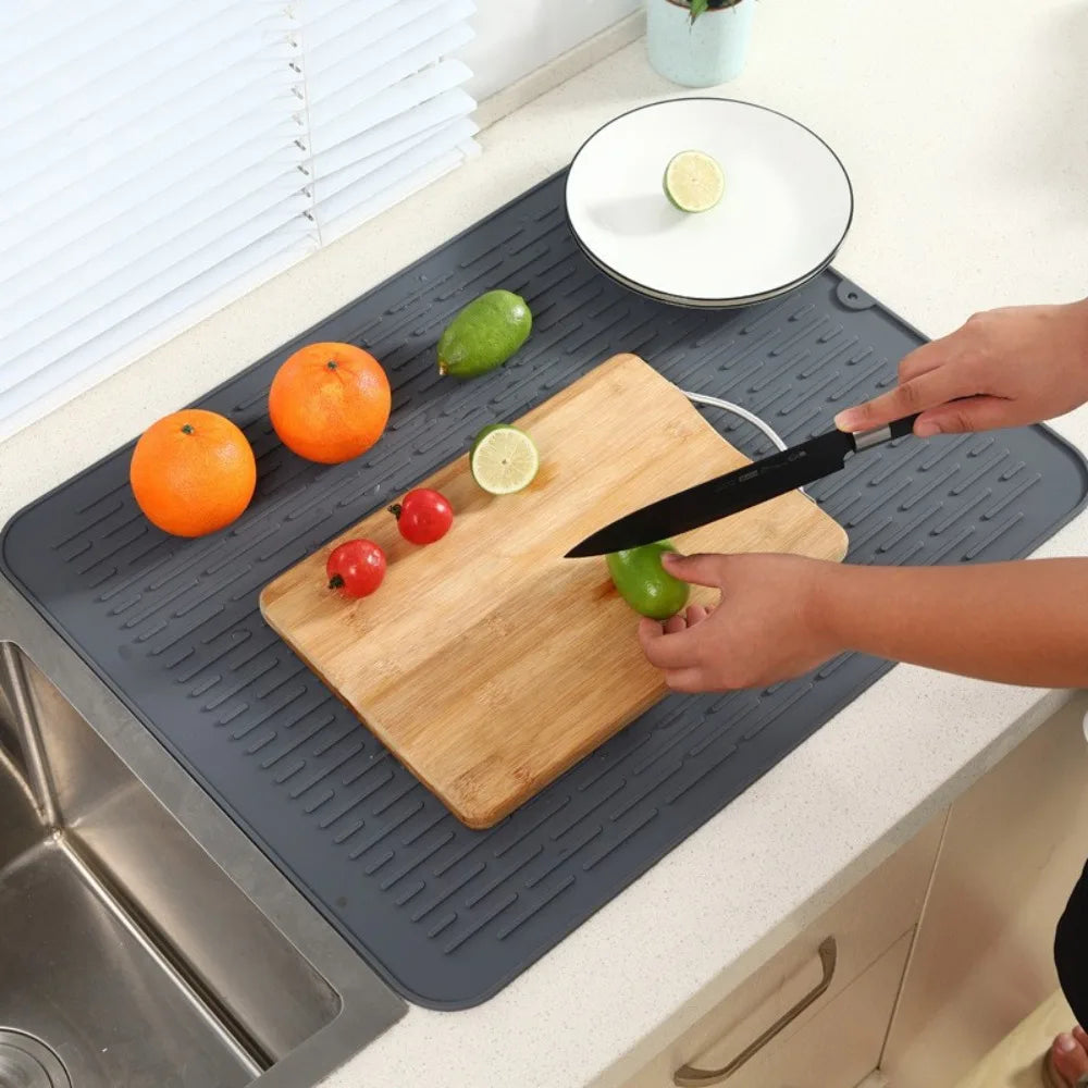 Silicone Dish Drying Mat, Heat-Resistant Non-Slip Rectangle Kitchen Sink Mat in 40x30, 45x40 or 58x45 cm - product view 4