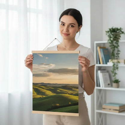 Magnetic Poster Hanger Frame, Pine Wood Rectangle Display for Prints, Photos and Maps, 21cm to 50cm Modern Size Options - product view 2