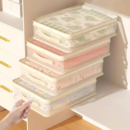 Foldable Quilt Storage Bag, 40 × 30 × 12 cm Stackable Polyester Organizer with Clear Window, Zipper and Carry Handles - product view 2