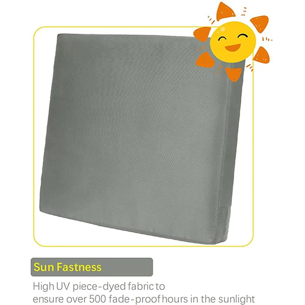 Outdoor Patio Cushion Cover, Water-Resistant Polyester Seat Slipcover, Square Replacement Cover in 12 Sizes and 3 Colors - product view 2