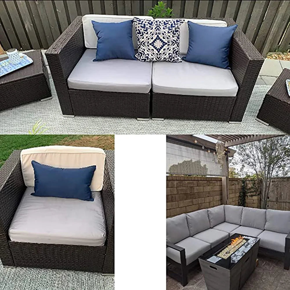 Outdoor Patio Cushion Cover, Water-Resistant Polyester Seat Slipcover, Square Replacement Cover in 12 Sizes and 3 Colors - product view 5
