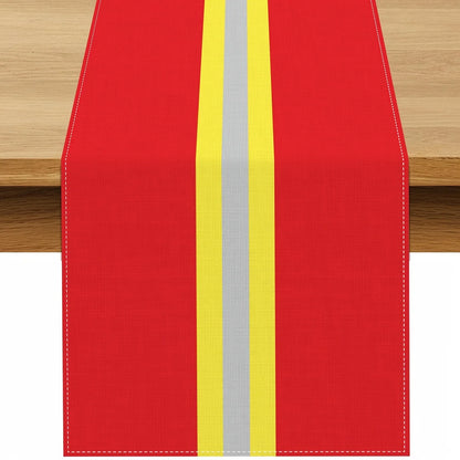 Firefighter Theme Table Runner, 100% Linen Cartoon Fire Truck Design, Multiple Lengths for Home Party Decor - product view 1