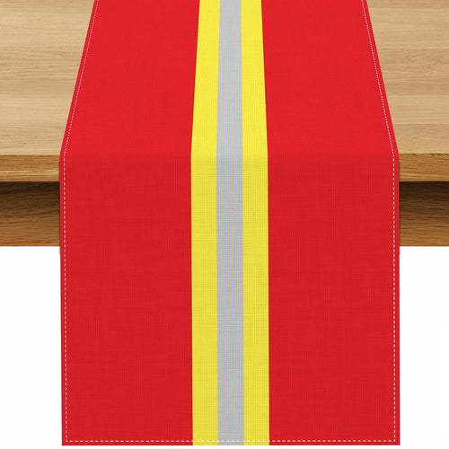 Firefighter Theme Table Runner, 100% Linen Cartoon Fire Truck Design, Multiple Lengths for Home Party Decor - product view 1