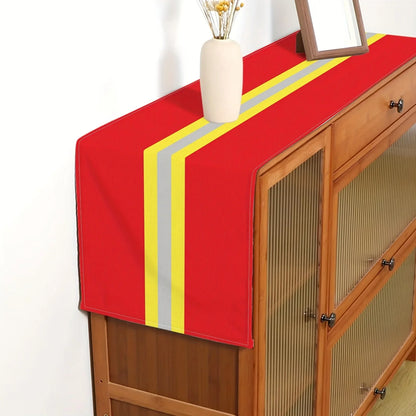Firefighter Theme Table Runner, 100% Linen Cartoon Fire Truck Design, Multiple Lengths for Home Party Decor - product view 3