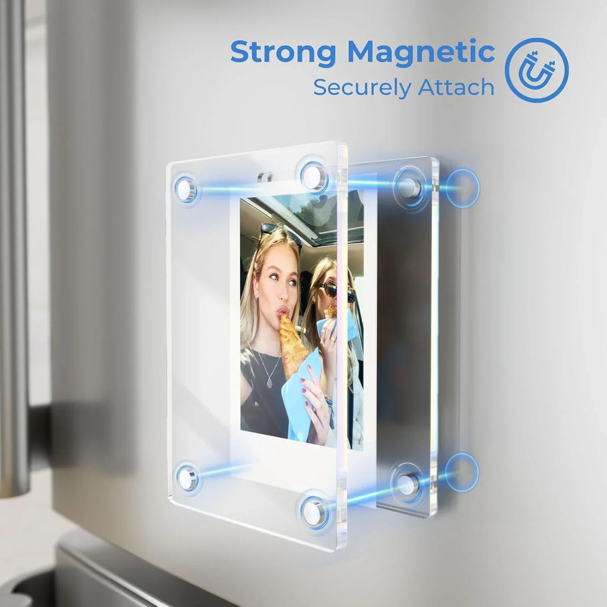 Magnetic Poster Frame, Clear Acrylic Double-Sided Rectangle Photo Display for Fridge and Home Décor, 2 to 10 Pack Options - product view 4