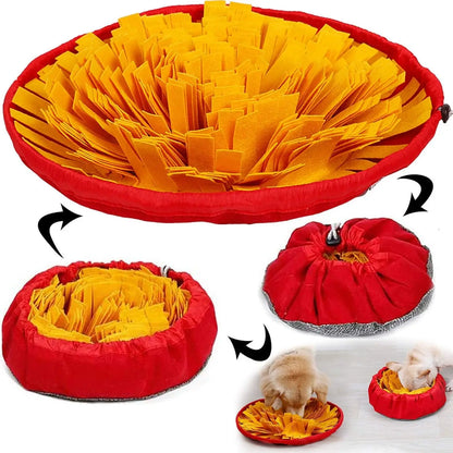 Snuffle Mat for Dogs, Interactive Fleece Foraging Puzzle for Slow Eating, Adjustable Drawstring, Color Options for Home or Travel - product view 5