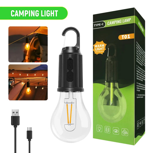 Rechargeable Camping LED Lantern, 3 Brightness Modes, IP65 Waterproof ABS Tent Light with Hook, 1, 2 or 4-Pack - product view 1