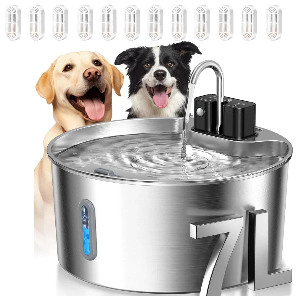 7L Stainless Steel Pet Water Fountain, Wireless Rechargeable Sensor Cat and Dog Drinking Dispenser, Four Options - product view 2