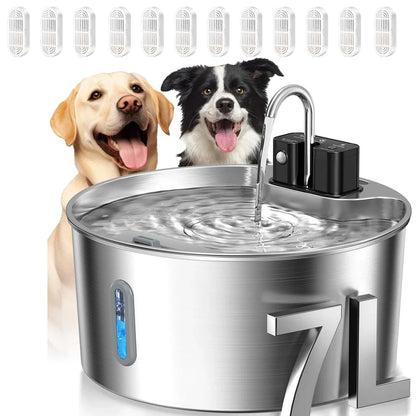 7L Stainless Steel Pet Water Fountain, Wireless Rechargeable Sensor Cat and Dog Drinking Dispenser, Four Options - product view 2