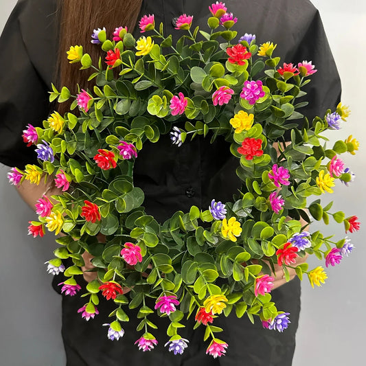 Artificial Flower Wreath, PE Spring Floral Garland for Front Door or Wall Decor, 33 cm or 43 cm Indoor Wedding Decoration - product view 1