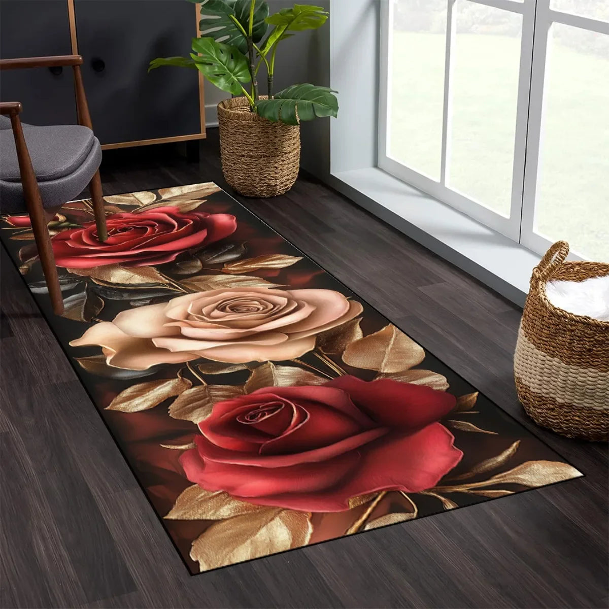 Printed Polyester Kitchen Rug, Waterproof Fade-Resistant Machine-Made Floor Mat with PVC Backing for Indoor and Outdoor Areas - product view 3