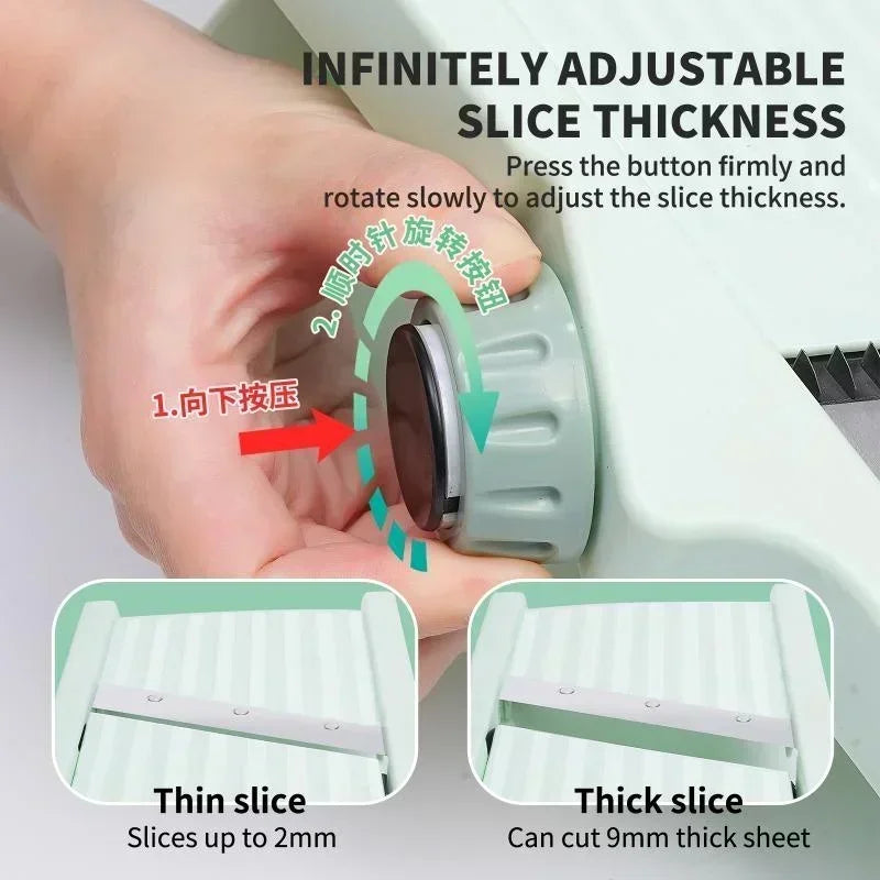 Adjustable Mandoline Slicer, Stainless Steel Vegetable and Fruit Cutter with Adjustable Knob for Potatoes and Lemons - product view 2