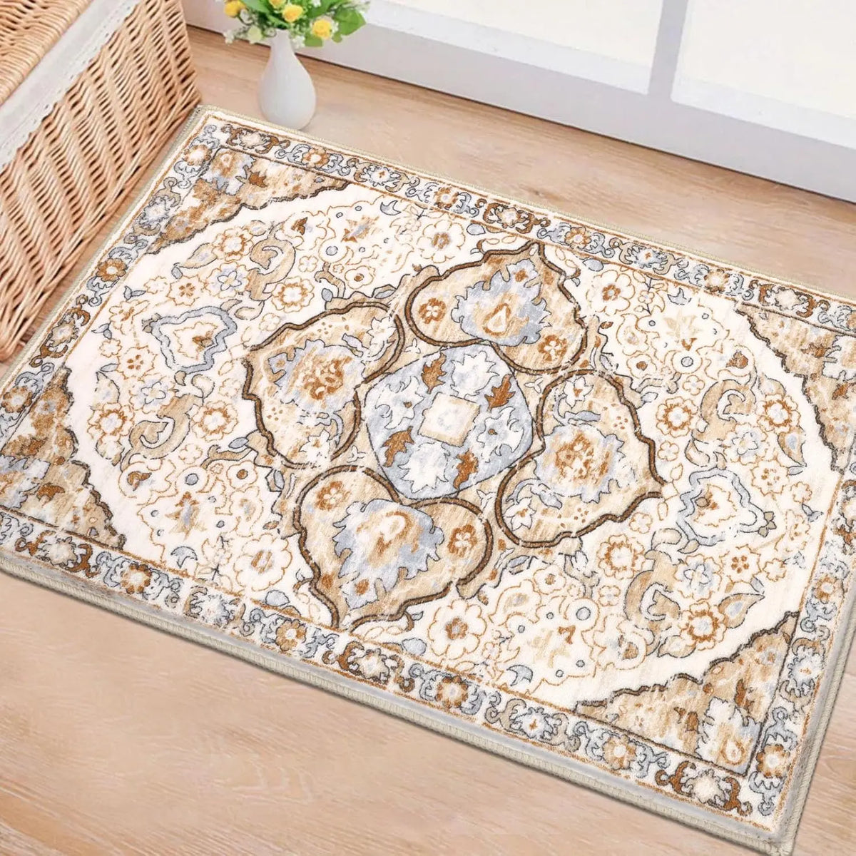 Geometric Welcome Mat, Modern Polyester Doormat with Anti-Slip, Fade-Resistant Machine-Made Floor Rug for Home Entryways - product view 4