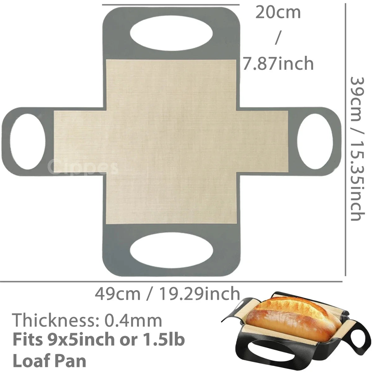 Reusable Silicone Baking Mat Liner, Nonstick Loaf Pan Insert with Extended Handles, Leak-Resistant, Heat Resistant to 480°F - product view 3