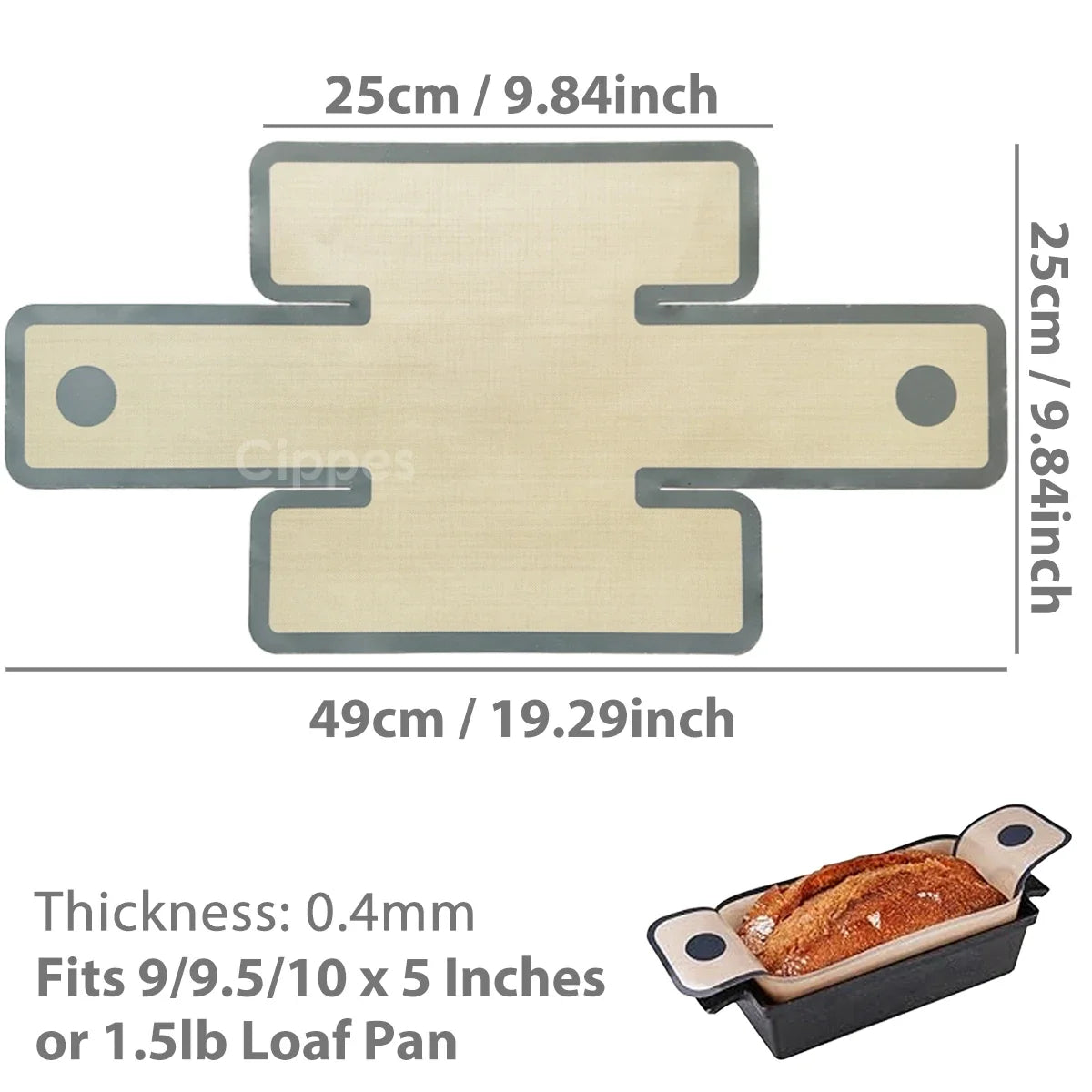 Reusable Silicone Baking Mat Liner, Nonstick Loaf Pan Insert with Extended Handles, Leak-Resistant, Heat Resistant to 480°F - product view 4