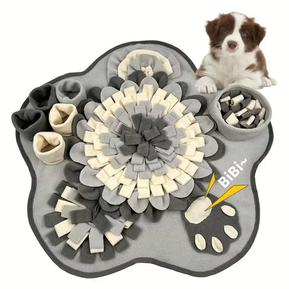 Interactive Snuffle Mat for Dogs, Short Plush Slow Feeder and Foraging Toy, Gold or Gray - product view 3