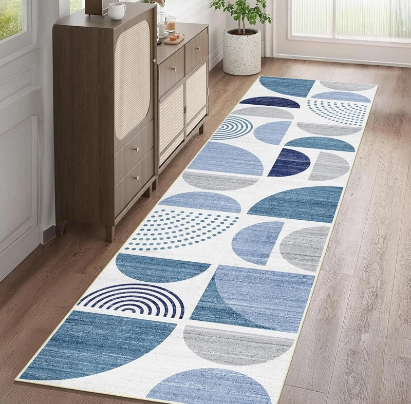 Geometric Kitchen Runner Rug, Washable Non-Slip Polyester Mat, Modern Rectangle Floor Carpet for Hallway and Home - product view 3