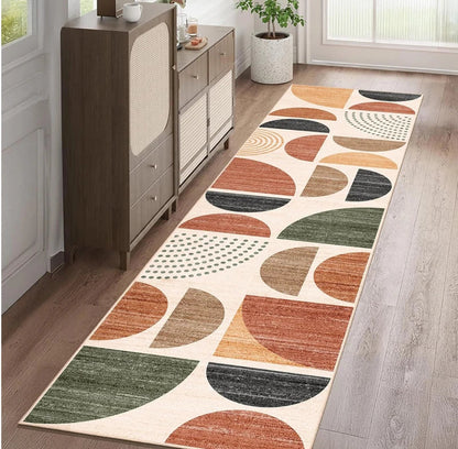 Geometric Kitchen Runner Rug, Washable Non-Slip Polyester Mat, Modern Rectangle Floor Carpet for Hallway and Home - product view 4