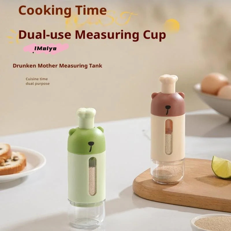 Metered Salt Shaker Kitchen Canister, Push-Button Dosage Control, Detachable Plastic Bottle, Coffee or Green - product view 4