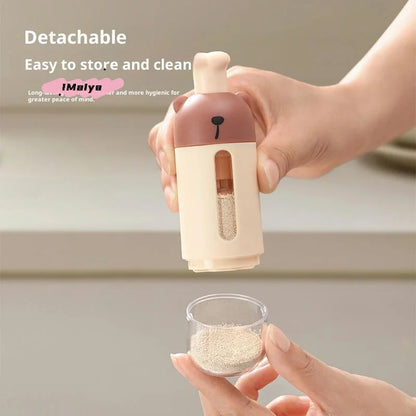 Metered Salt Shaker Kitchen Canister, Push-Button Dosage Control, Detachable Plastic Bottle, Coffee or Green - product view 6