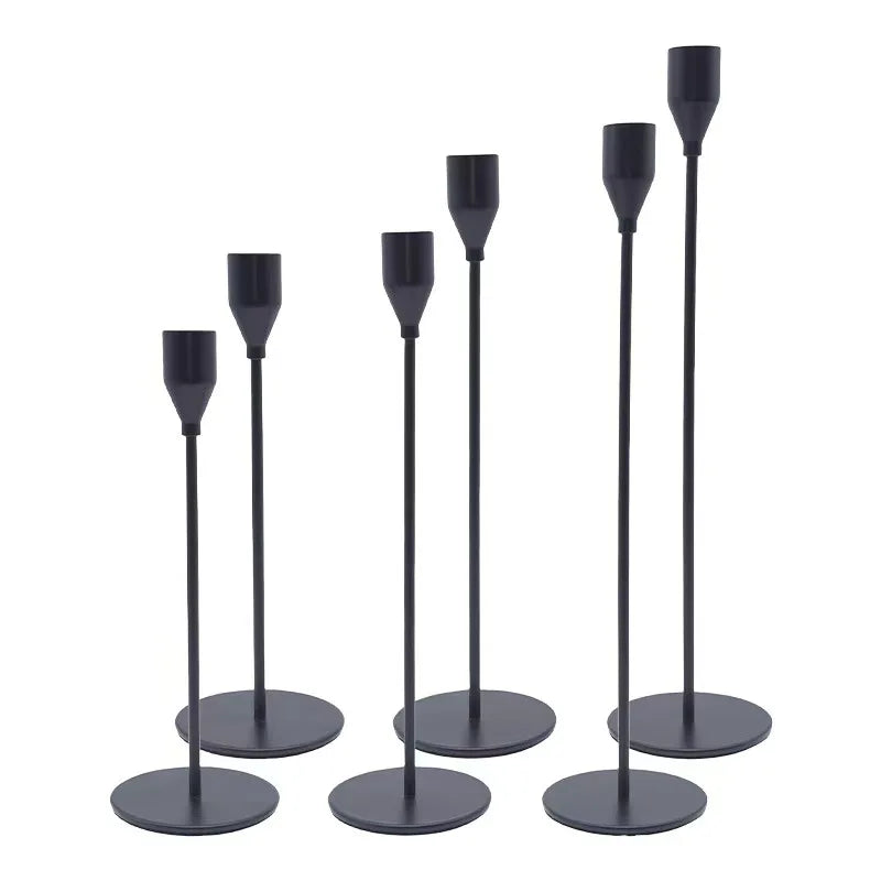 Gold Taper Candle Holder Set, 6 Tall Metal Holders in 3 Heights for 3/4-Inch Candles, Dining Tables and Home Décor - product view 1