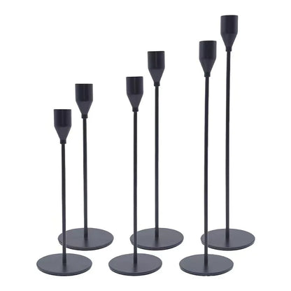 Gold Taper Candle Holder Set, 6 Tall Metal Holders in 3 Heights for 3/4-Inch Candles, Dining Tables and Home Décor - product view 1