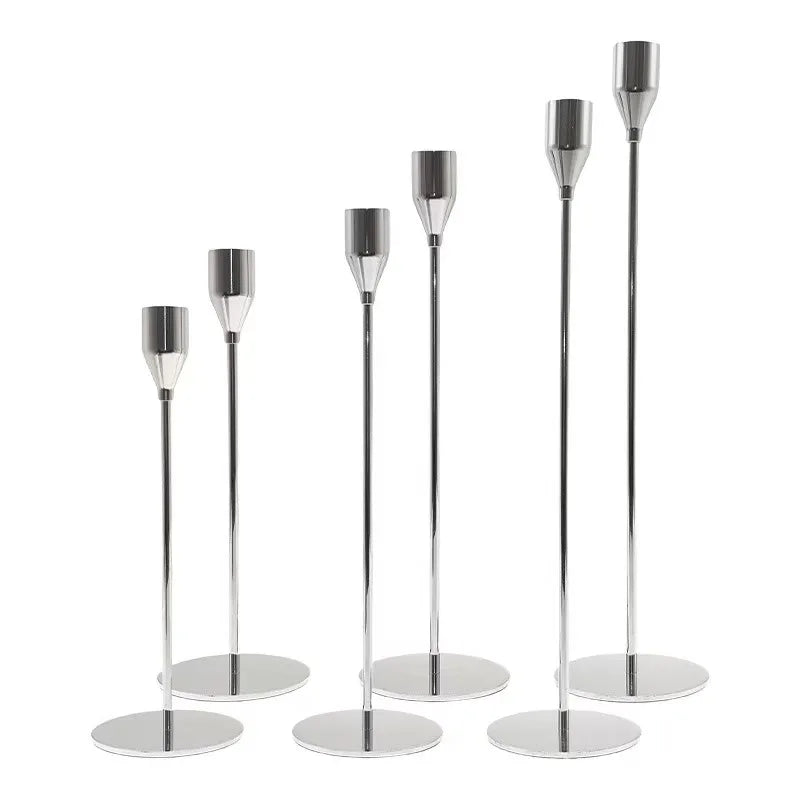 Gold Taper Candle Holder Set, 6 Tall Metal Holders in 3 Heights for 3/4-Inch Candles, Dining Tables and Home Décor - product view 2