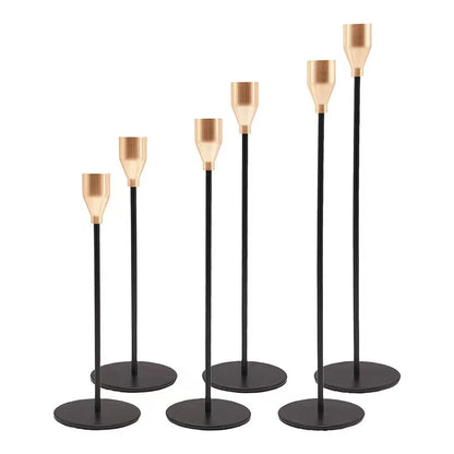 Gold Taper Candle Holder Set, 6 Tall Metal Holders in 3 Heights for 3/4-Inch Candles, Dining Tables and Home Décor - product view 6